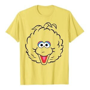 New Sesame Street Big Bird Full Face Yellow Short Sleeve T-Shirt Top